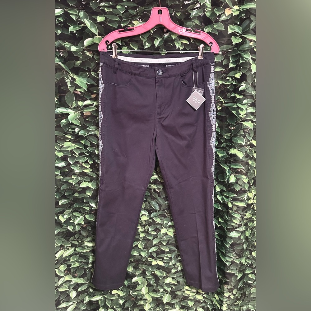 QED Kanab Midnight Embroidered Trim Cotton Twill Pants Women’s 10 New